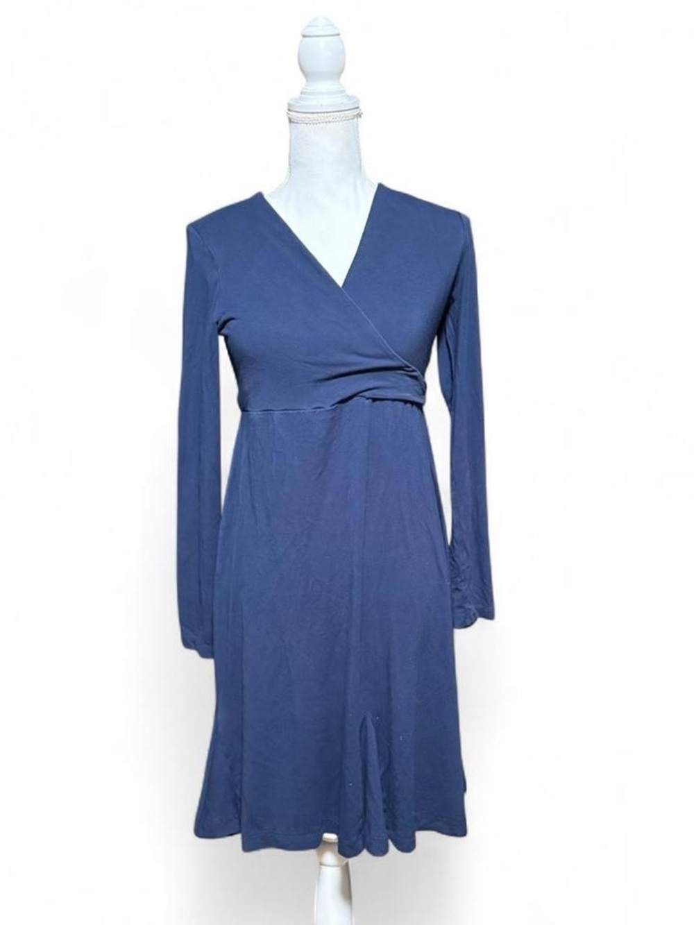 Boden Navy Blue Wrap Dress Long Sleeve Fit Flare Knee Length Size 10R
